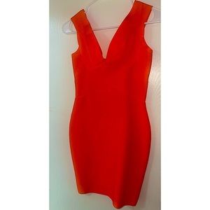Orange Sleeveless Midi Bandage Dress